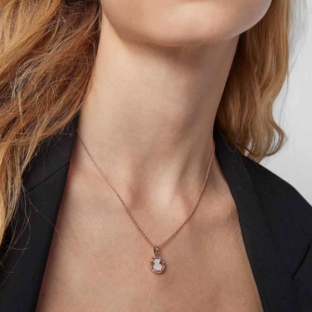 Collar con ba&ntilde;o de oro rosa 18 kt sobre plata y gemas Camille