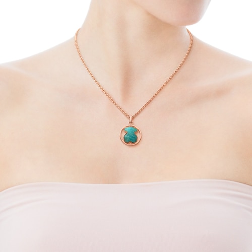 Pendentif Camille en Argent Vermeil rose avec Amazonite
