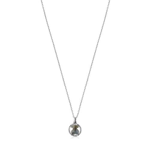 Silver Camille Necklace with Labradorite and Diamonds