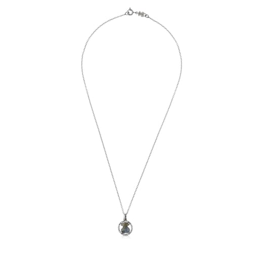 Silver Camille Necklace with Labradorite and Diamonds