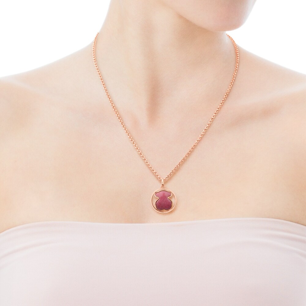 Colgante con baño de oro rosa 18 kt sobre plata y rodonita Camille image number 2