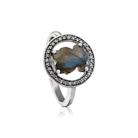 Camille Ring in Silver with Labradorite and Diamonds