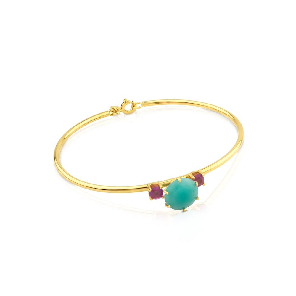Gold Ivette Bracelet with Amazonite and Ruby