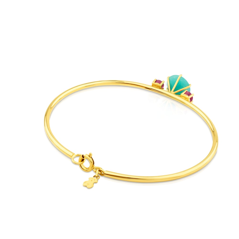 Gold Ivette Bracelet with Amazonite and Ruby