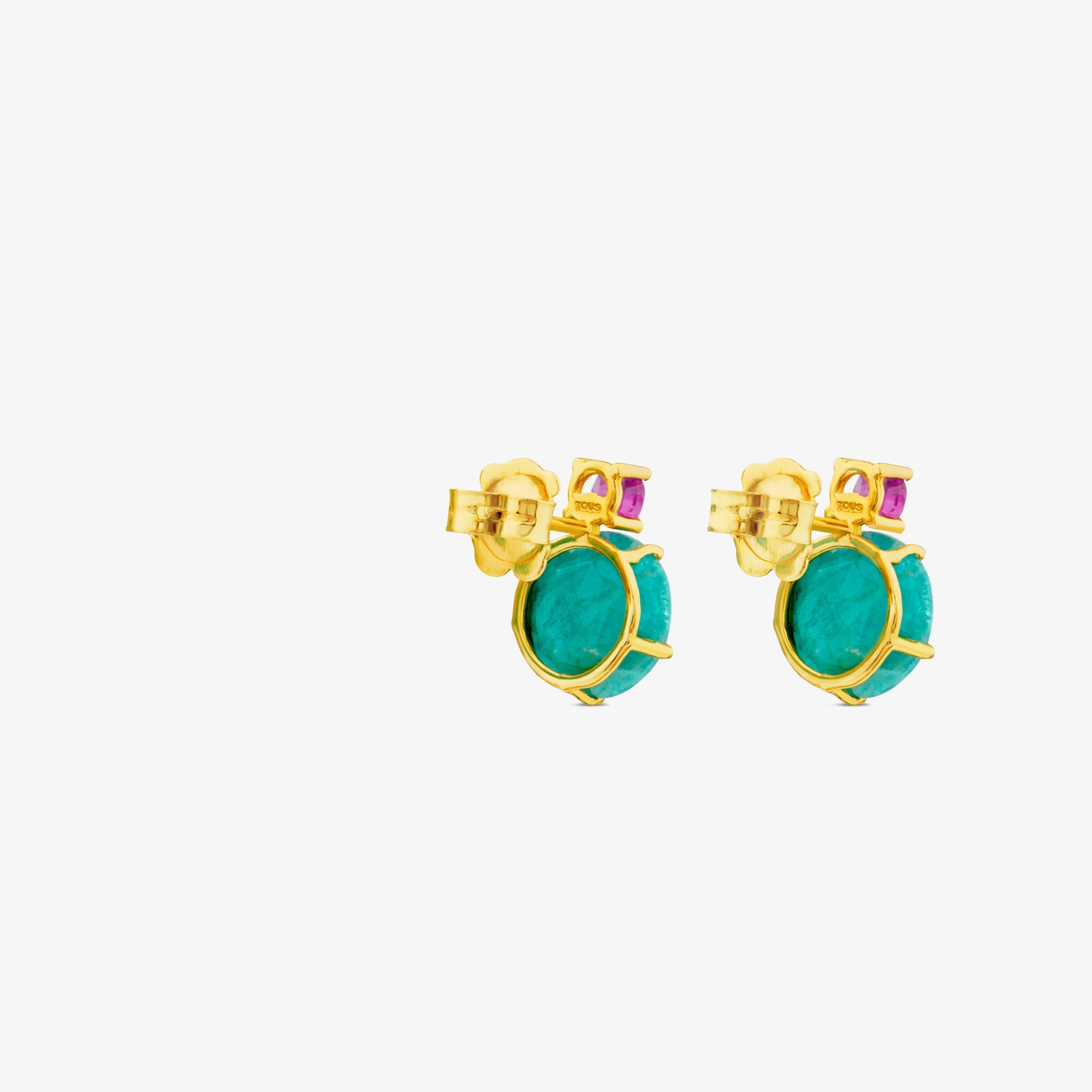 Ivette Earrings in 18K solid gold with Amazonite and Ruby