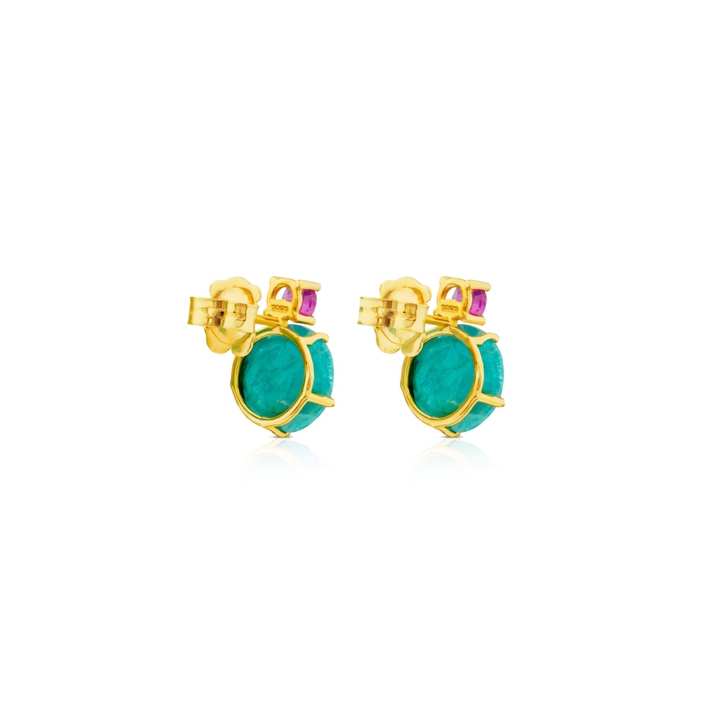 Pendientes de oro con amazonita y rubí tratado Ivette image number 2