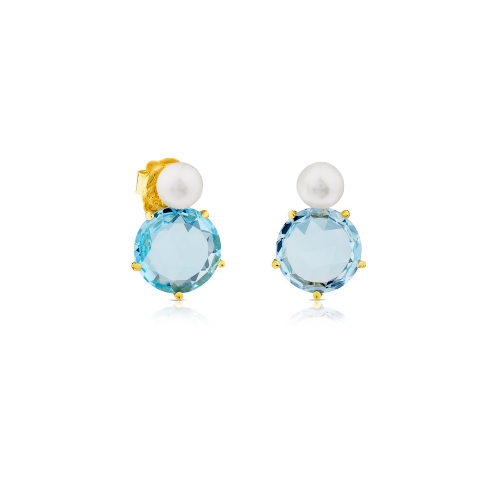 Ivette Earrings in Gold with Topaz and Pearl