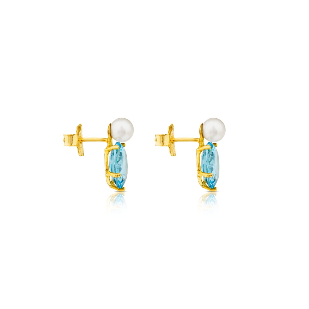 Ivette Earrings in Gold with Topaz and Pearl