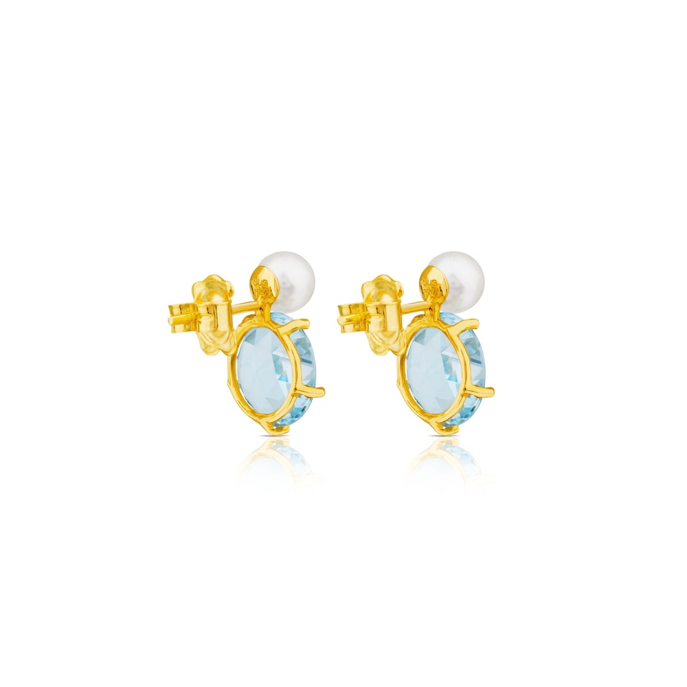Ivette Earrings in Gold with Topaz and Pearl