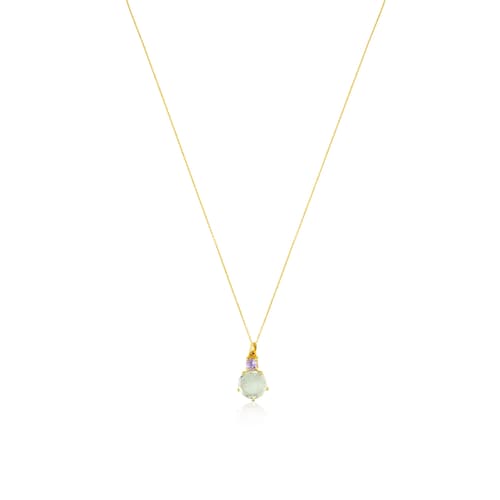 Collar de oro con prasiolita y amatista Ivette