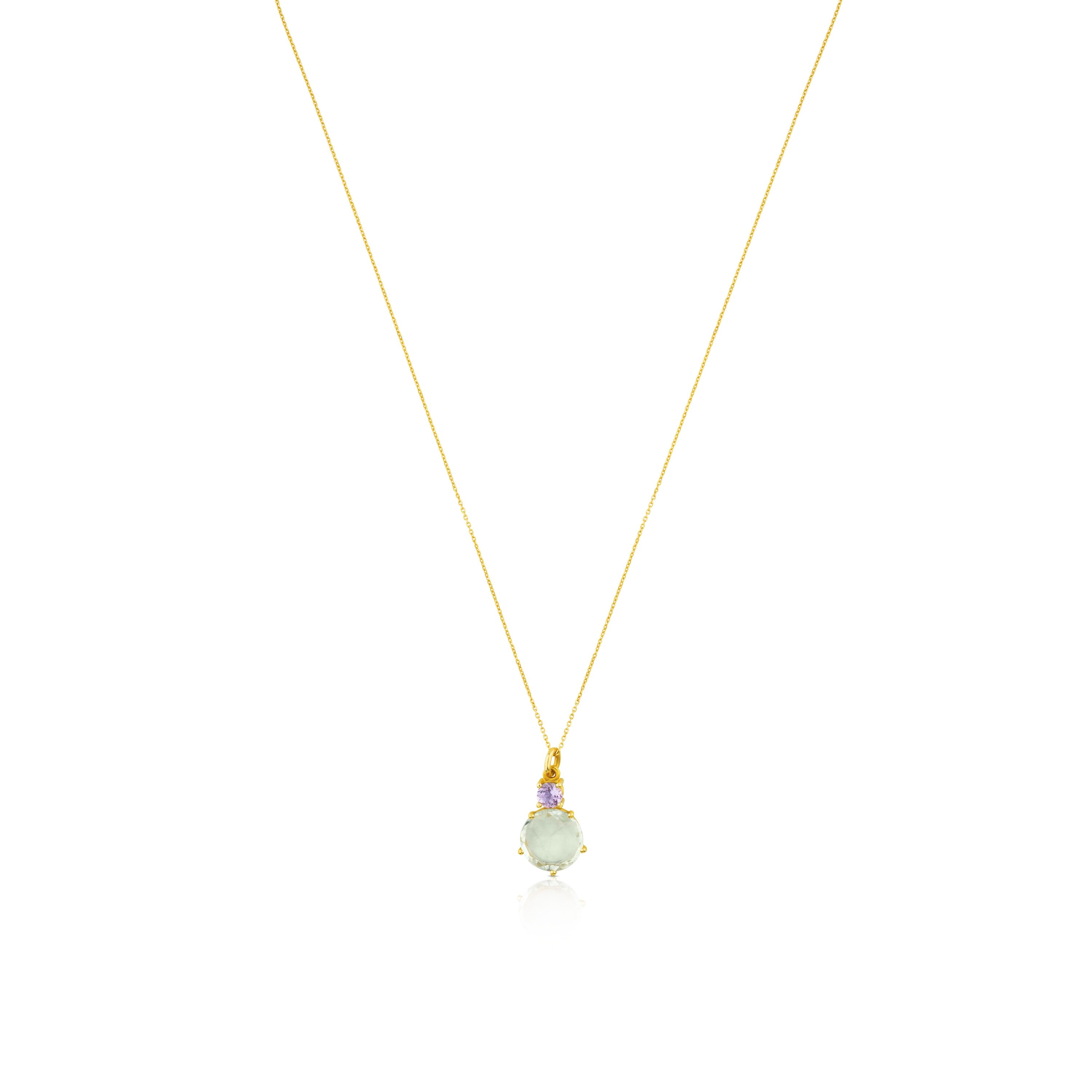 Collar de oro con prasiolita y amatista Ivette