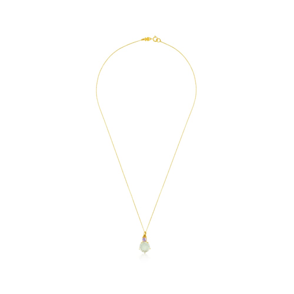 Naszyjnik z ż&oacute;łtego złota z prasiolitem i ametystem Tous Ivette
