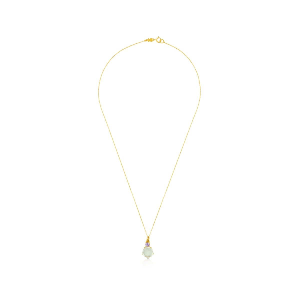 Gold Ivette Necklace with Praseolite and Amethyst