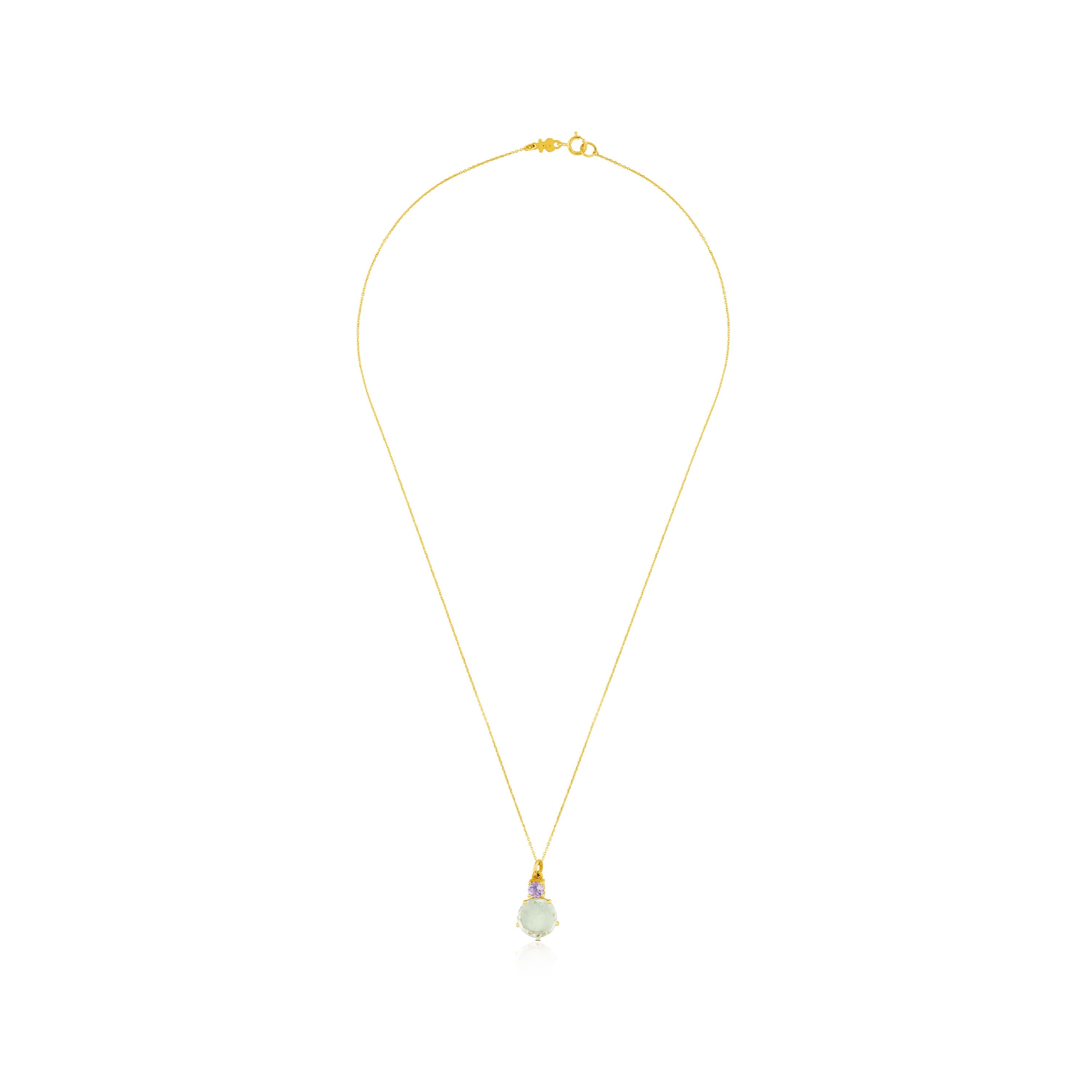 Collar de oro con prasiolita y amatista Ivette