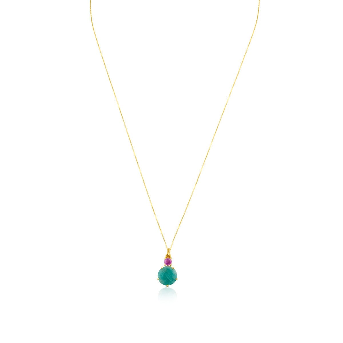 Gold Ivette Necklace with Amazonite and Ruby