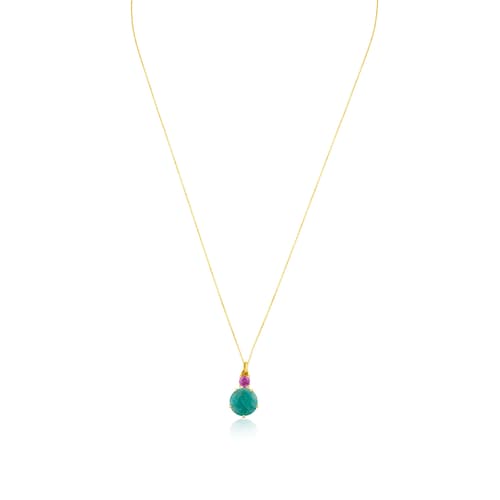 Collar de oro con amazonita y rubí tratado Ivette
