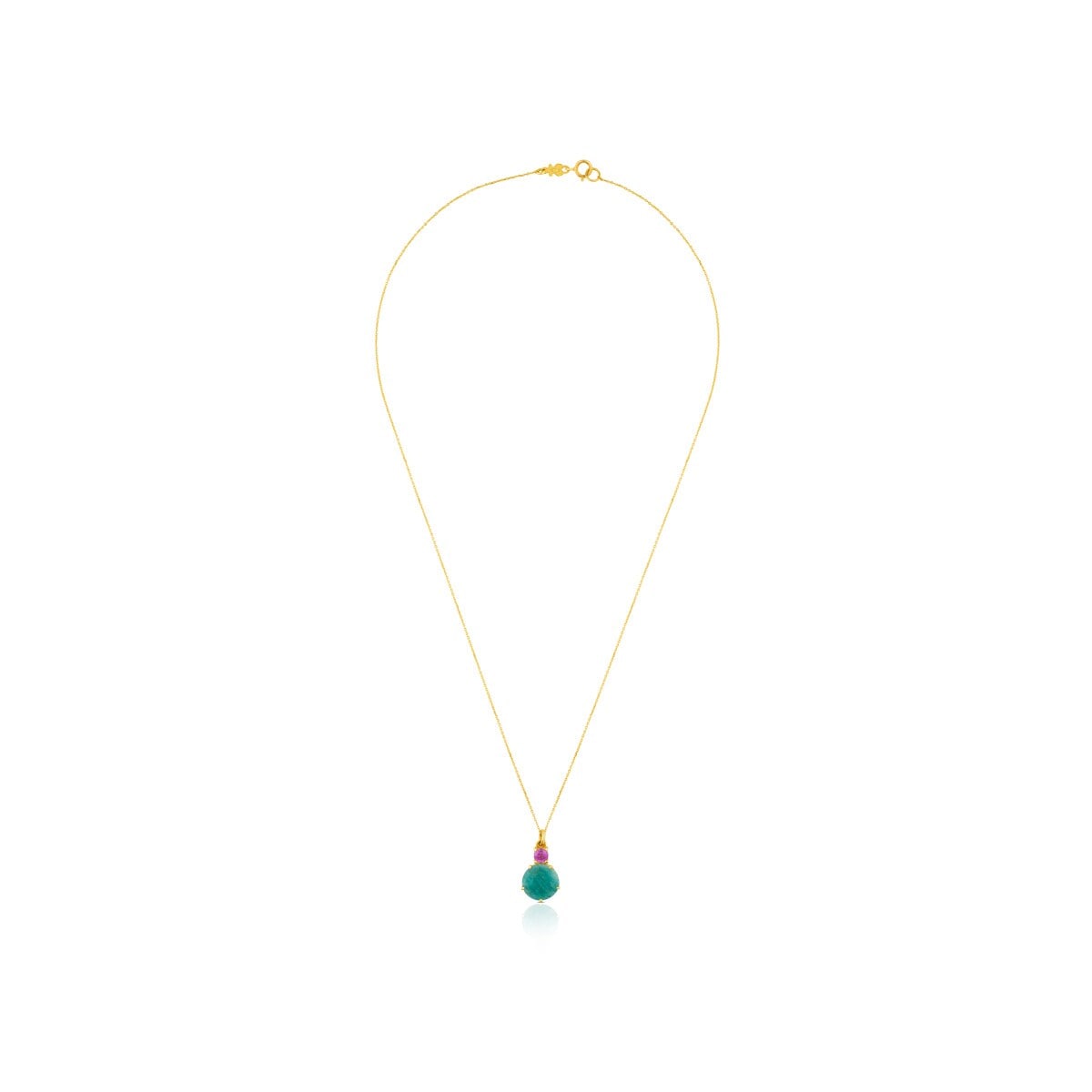 Gold Ivette Necklace with Amazonite and Ruby
