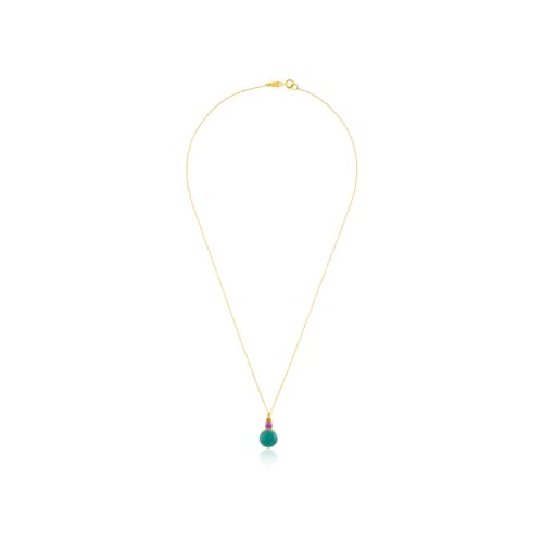 Collar de oro con amazonita y rubí tratado Ivette