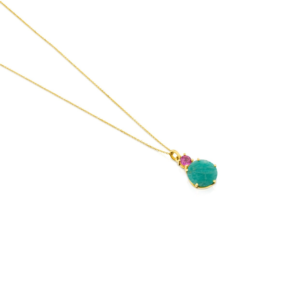 Gold Ivette Necklace with Amazonite and Ruby