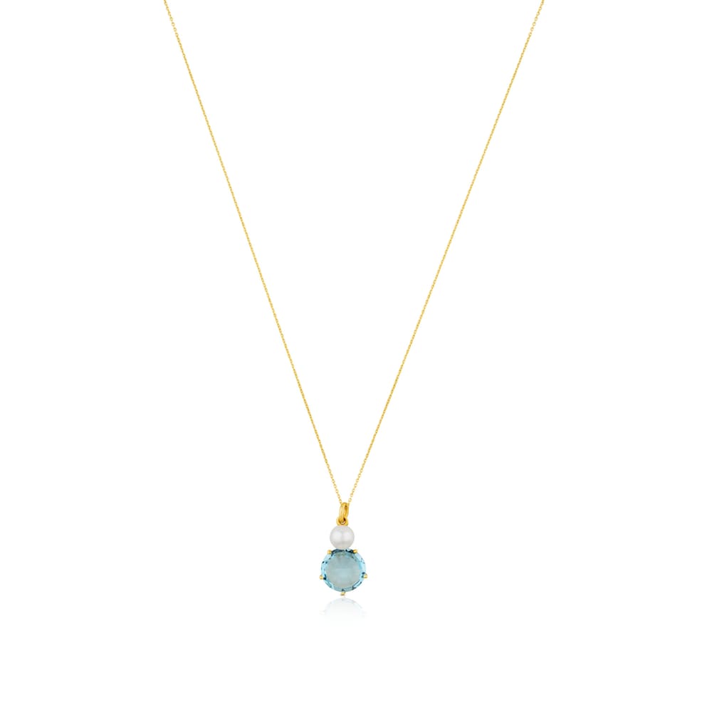 Gold Ivette Necklace with Topaz and Pearl