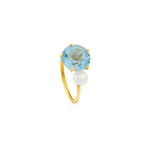 Ivette Ring in 18K Solid Gold with Topaz and Pearl