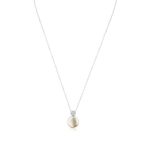 White Gold Alecia Necklace with Diamond and Pearl image number 0