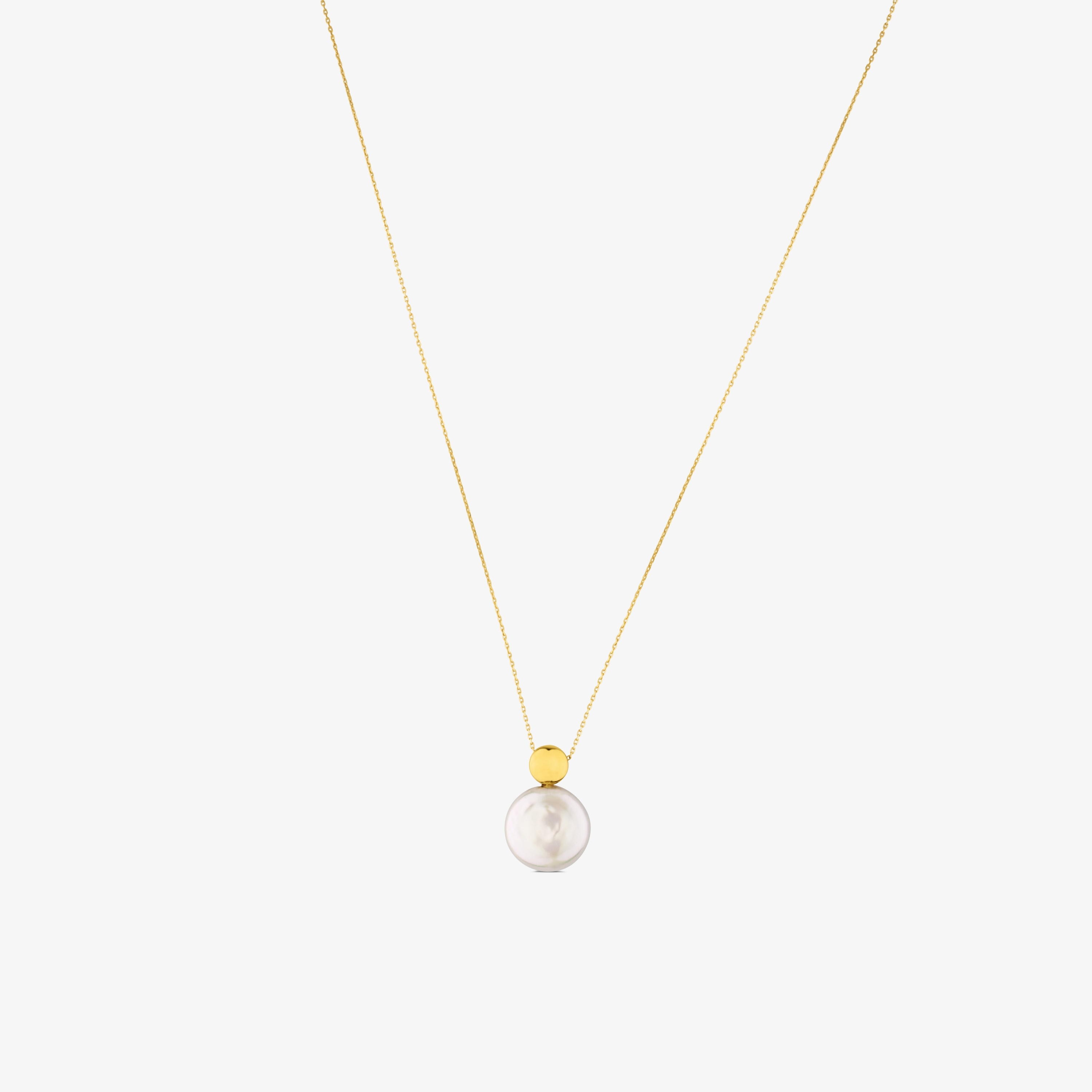Alecia Necklace in 18K solid gold with Pearl.