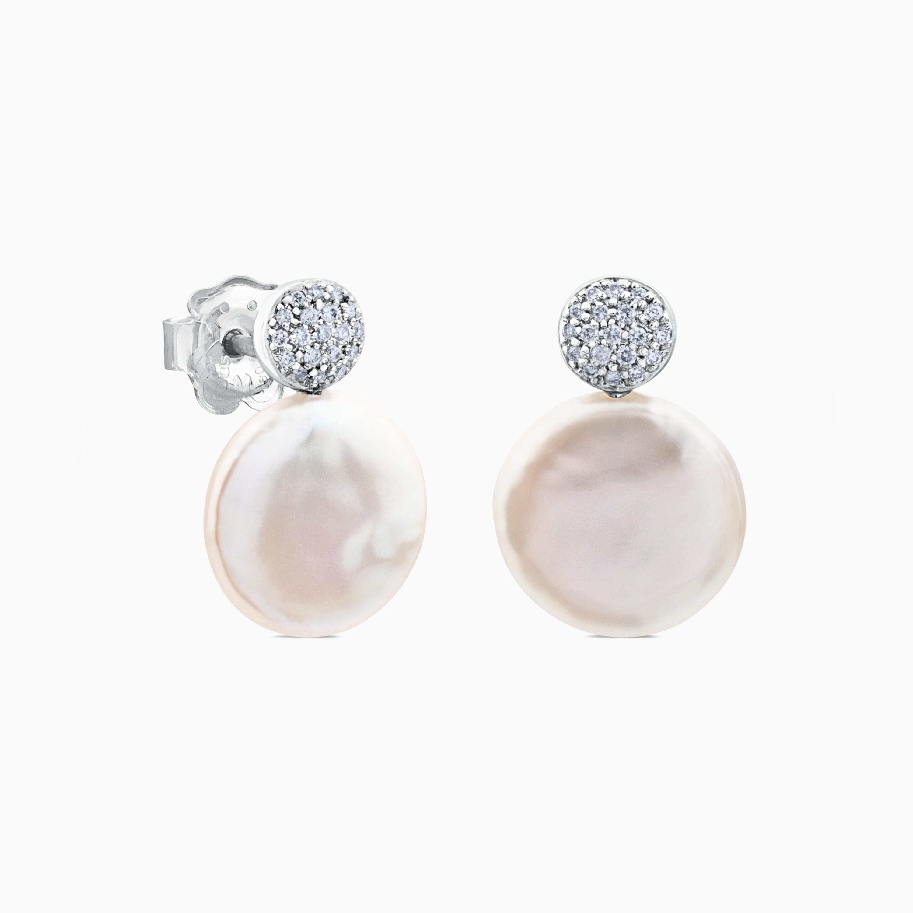 アクセサリー TSUTSUMI 10K White Gold Earrings 18K White Gold Alecia Earrings with Diamond and Pearl | TOUS
