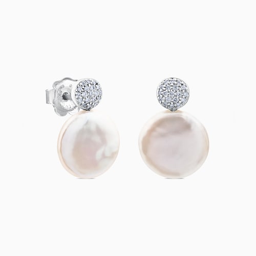 18K White Gold Alecia Earrings with Diamond and Pearl