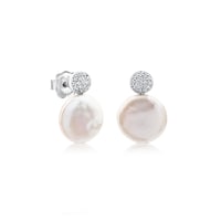 White Gold Alecia Earrings with Diamond and Pearl