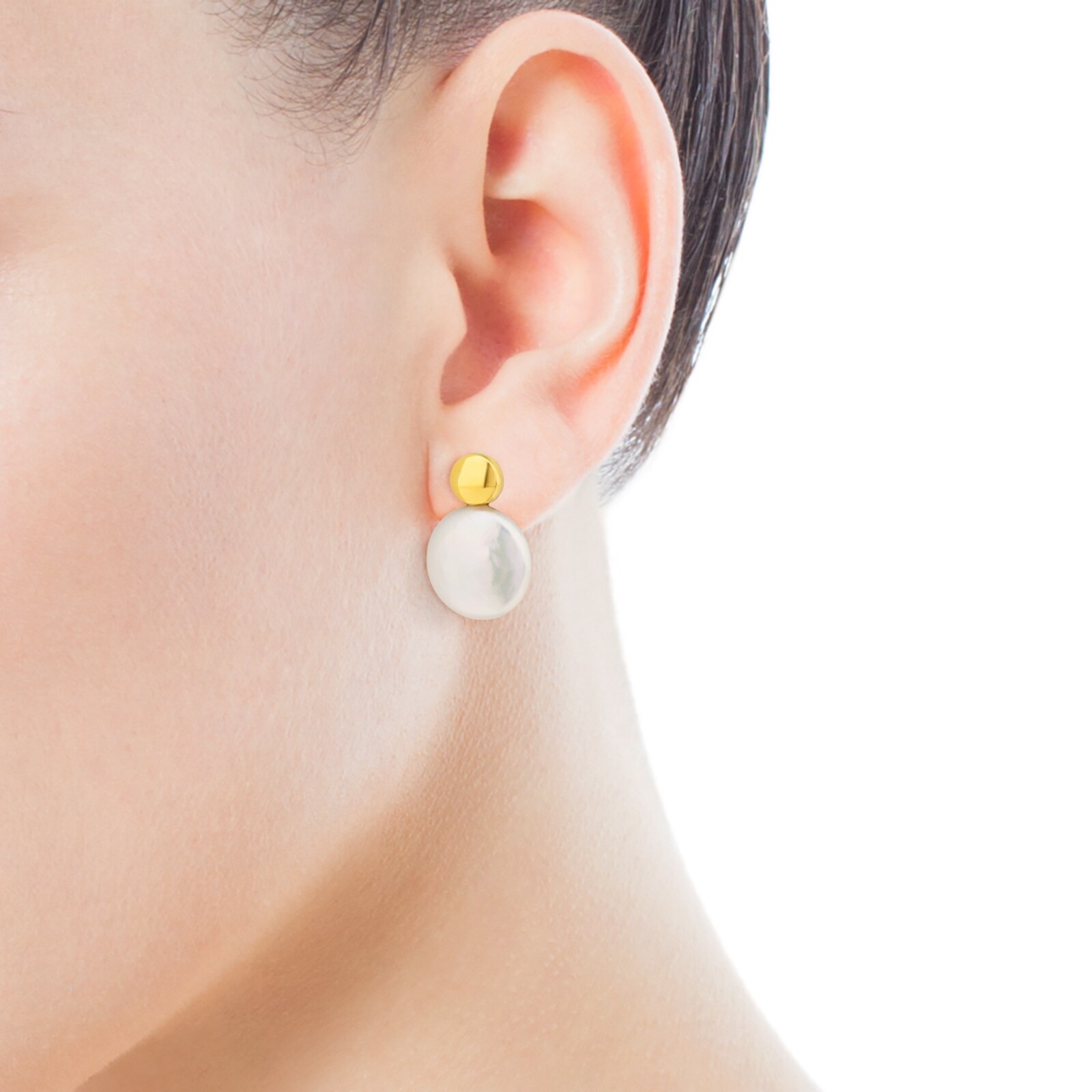 Pendientes de oro con perla cultivada Alecia