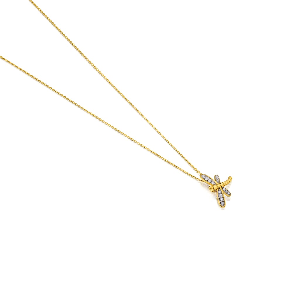 Collar de oro con diamantes motivo libelula Bera