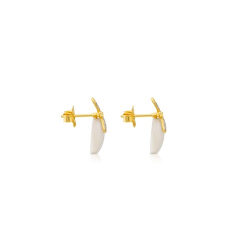 Aretes Bera de Oro con Nácar y Diamantes
