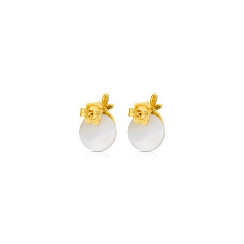 Aretes Bera de Oro con Nácar y Diamantes