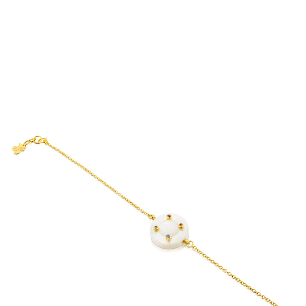 Ciel Bracelet in 18K Solid Gold with Gems and Mother-of-Pearl