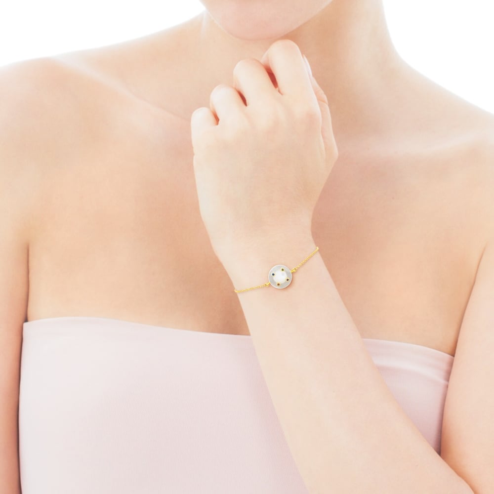Ciel Bracelet in 18K Solid Gold with Gems and Mother-of-Pearl