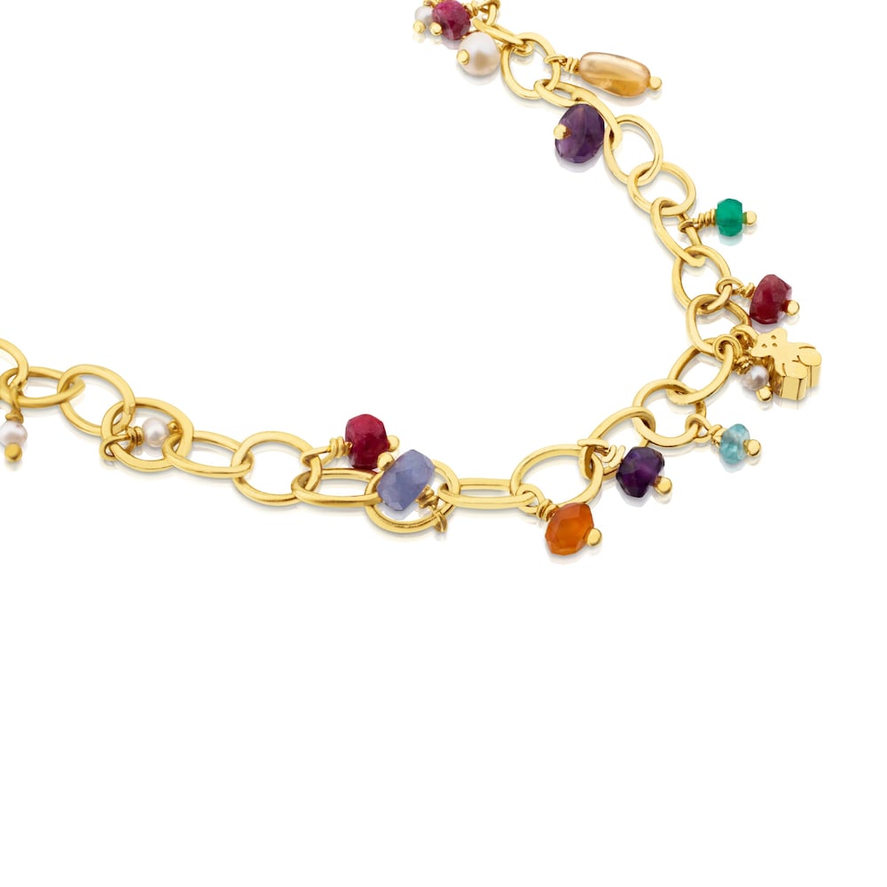 Colar Elise em Vermeil, Pedras Preciosas e P&eacute;rolas.