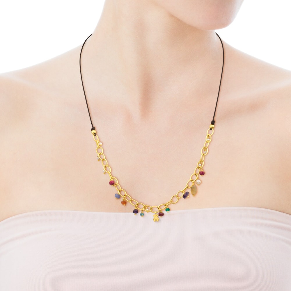 Colar Elise em Vermeil, Pedras Preciosas e P&eacute;rolas.