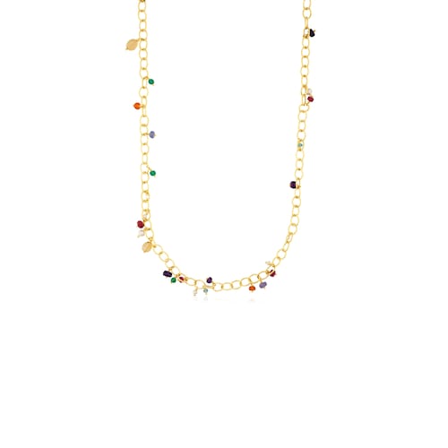 Collar con ba&ntilde;o de oro 18 kt sobre plata y gemas Elise image number 0