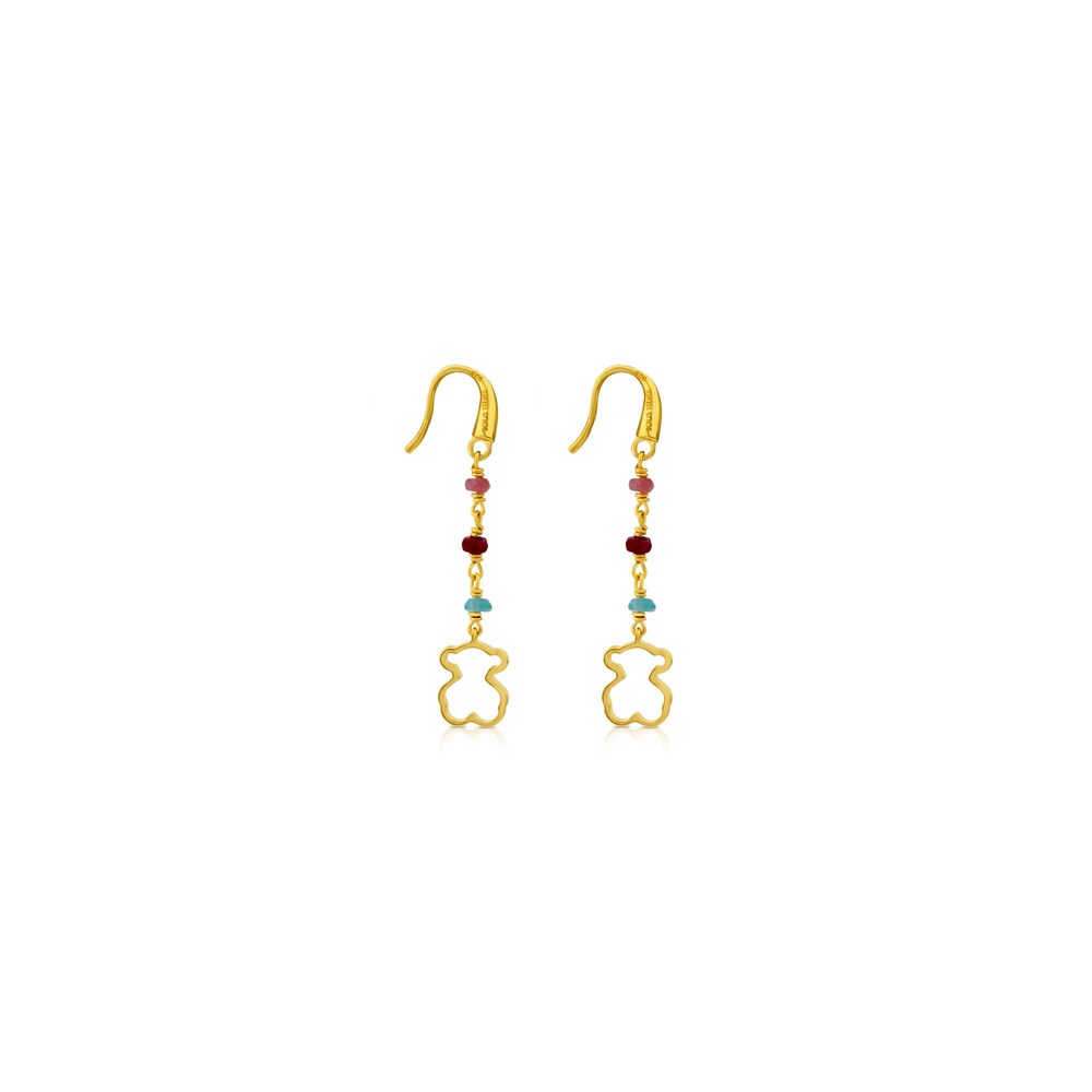 Pendientes Elise con baño de oro 18 kt sobre plata y Turmalina, rubí y Apatito image number 2