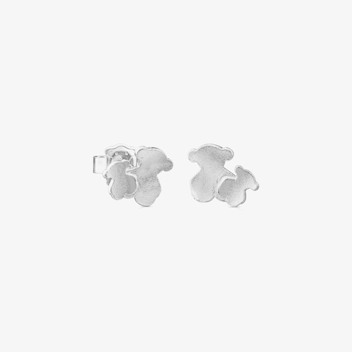 Silver TOUS Hill Earrings Bear motif 1cm.