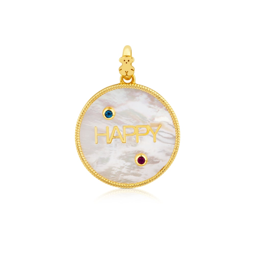 18K gold vermeil Glad Pendant with Mother-of-Pearl, Topaz and Ruby