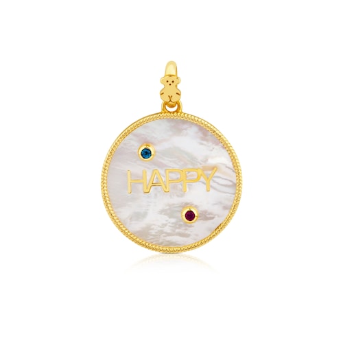 18K gold vermeil Glad Pendant with Mother-of-Pearl, Topaz and Ruby