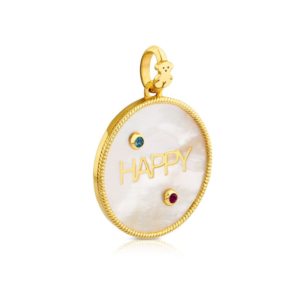 18K gold vermeil Glad Pendant with Mother-of-Pearl, Topaz and Ruby