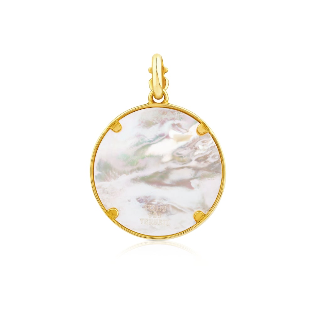 18K gold vermeil Glad Pendant with Mother-of-Pearl, Topaz and Ruby