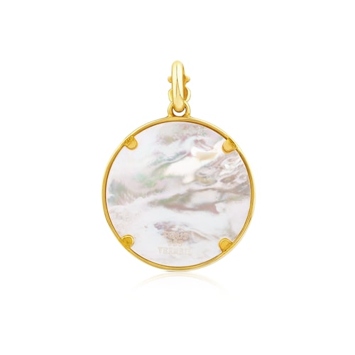 Vermeil Silver Glad Pendant with Mother-of-Pearl, Topaz and Ruby