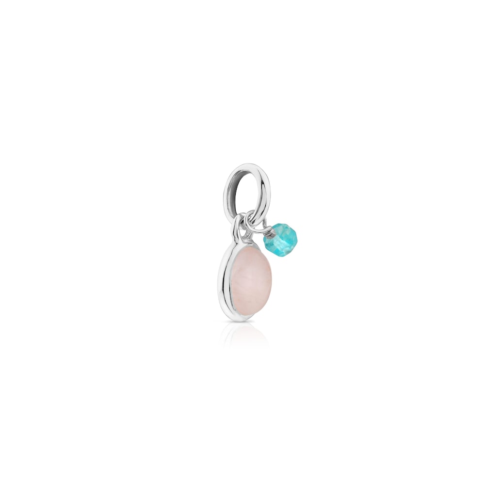 Silver Tiny Pendant with Rose Quartz and Apatite