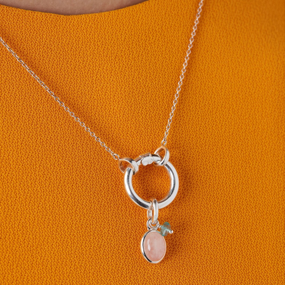 Silver Tiny Pendant with Rose Quartz and Apatite