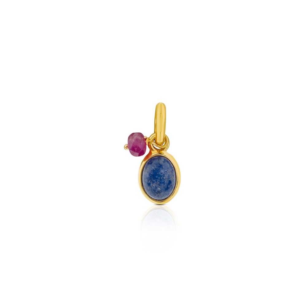 Vermeil Silver Tiny Pendant with Dumortierite and Ruby