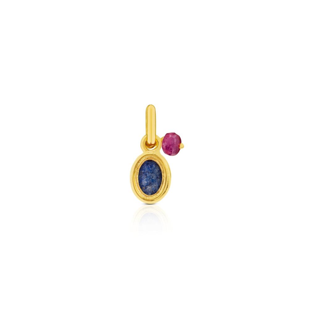 Vermeil Silver Tiny Pendant with Dumortierite and Ruby